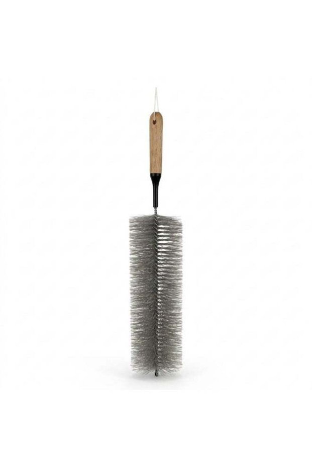 Slim Bottle Cleaning Brush with Wooden Handle and Hanging Hook 50cm Grey