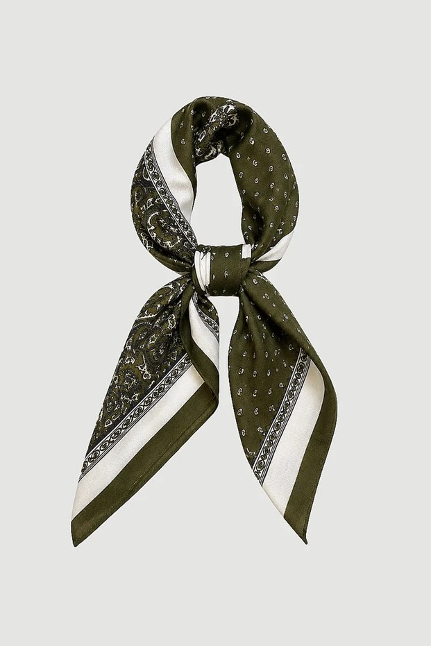 Polka Dot Shawl Pattern Detailed Cotton Scarf - Khaki