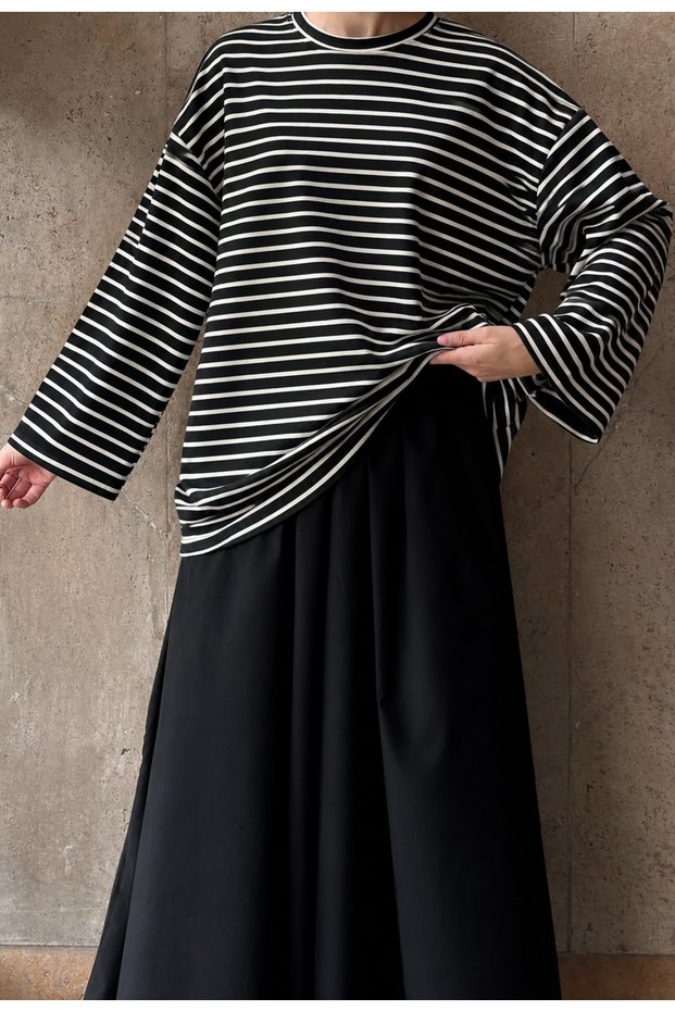 Women's Striped Oversize Tunic | Casual Cut Long Sleeve Daily Stylish Tunic