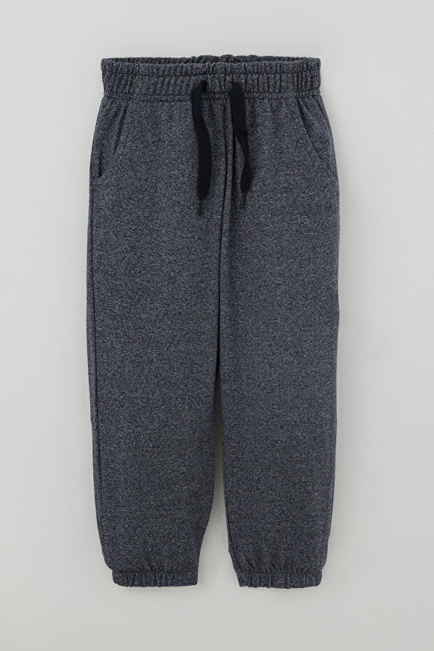 Boy's Sweatpants with Lace Accessories, Elastic Waist and Cuffs, 1-4 Years Old, Dark Gray Melange