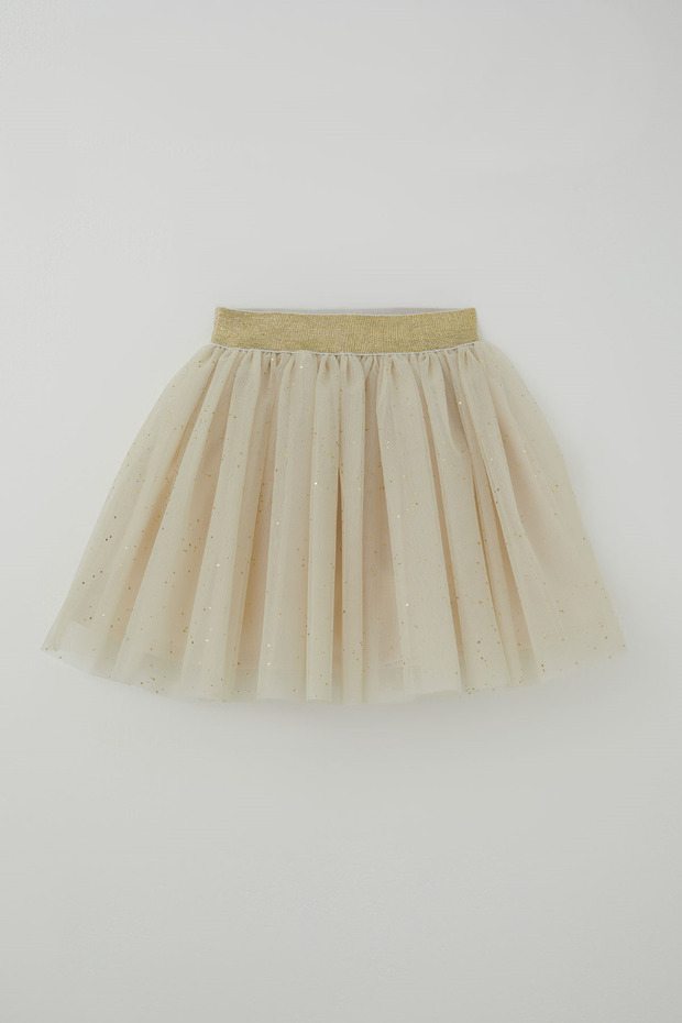 Girl's Tutu Skirt with Glitter and Elastic Waist, 5-10 Years Old, Beige