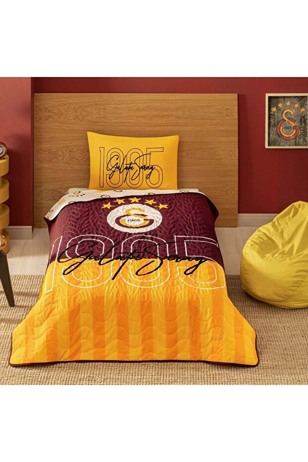 Taraftar Licensed Cotton Single Bedspread Set (160X230)-Galatasaray 1905