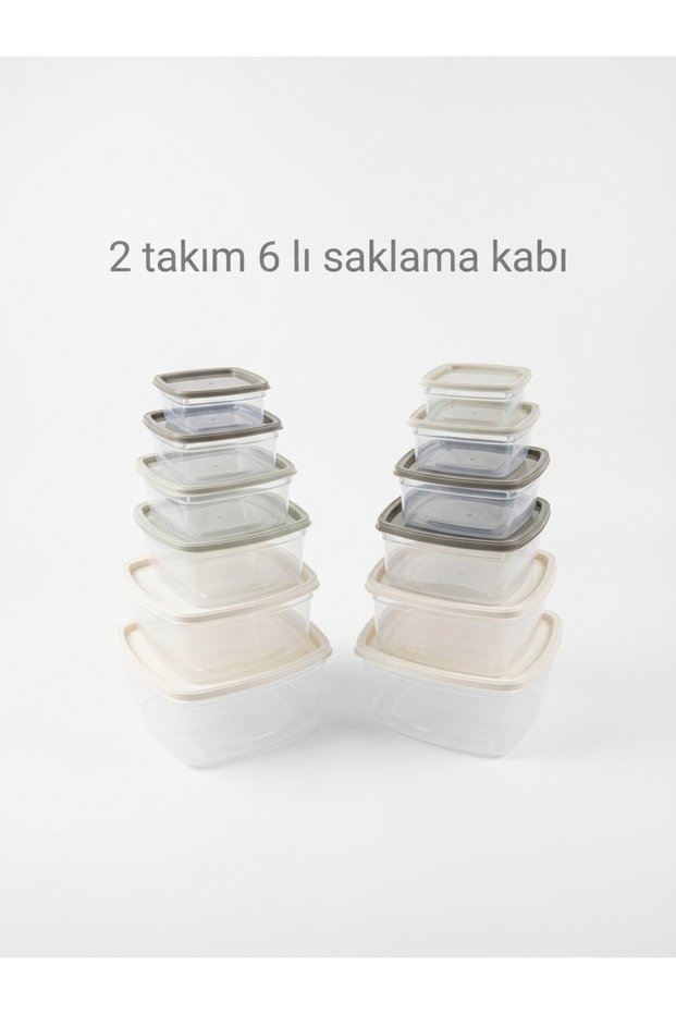 12 Piece Storage Container Set (2 Sets of 6) Nestable Kitchen Food and Kitchen Organizer Container Set
