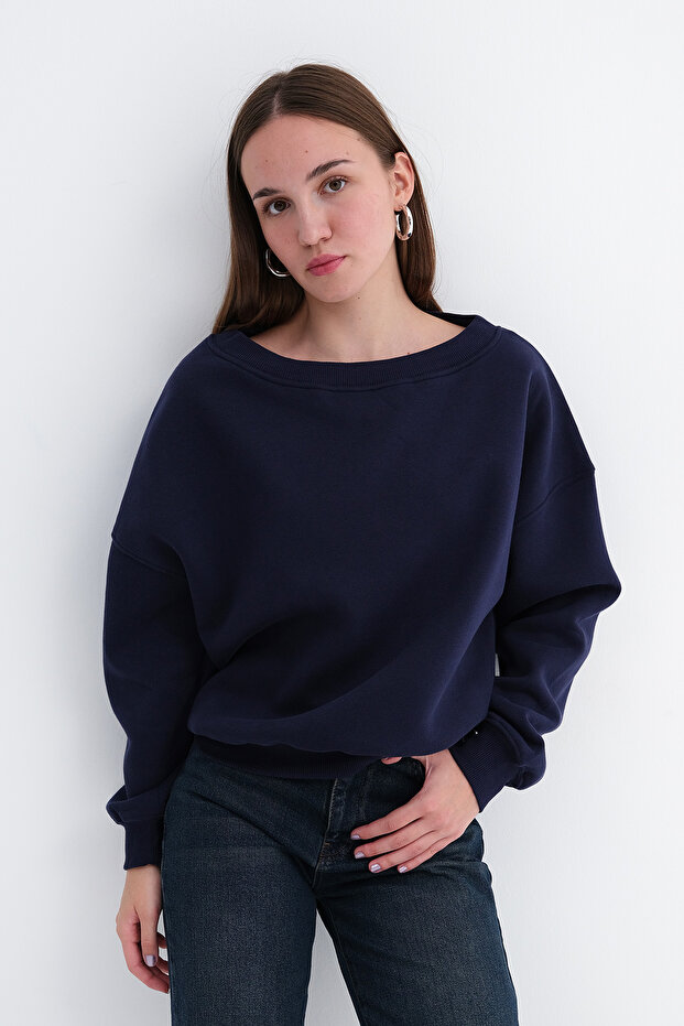 Kayık Collar Hooded Sweatshirt S1972