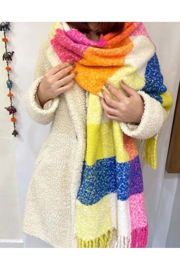 Colorful Square Pattern Shawl