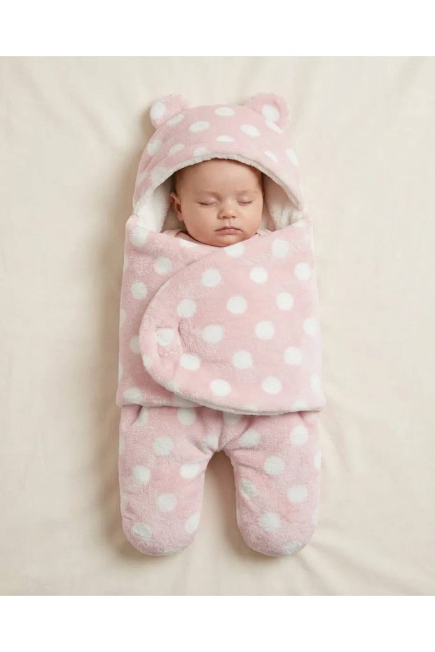 0 - 12 Months Cream Fiber Eared Welsoft Outer Swaddle Baby Blanket