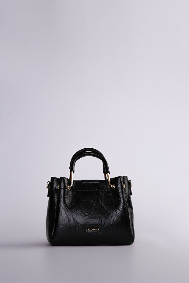 Gold Detailed Hand and Shoulder Bag Black