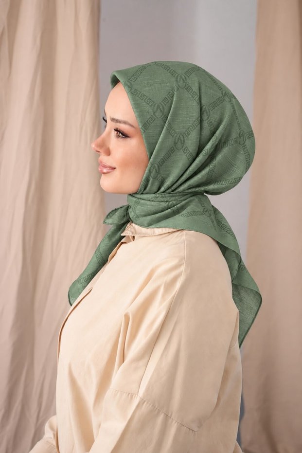 Valen011 Sıena Jacquard Scarf Green 90 X 90