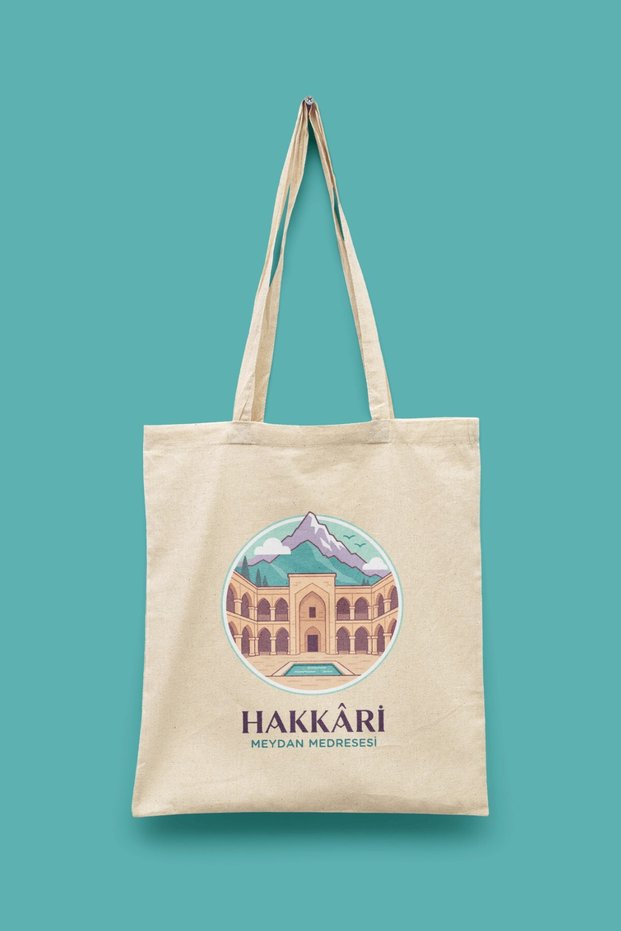 Meydan Medresesi - Hakkâri Türkiye Series Tote Bag Printed Cloth Bag