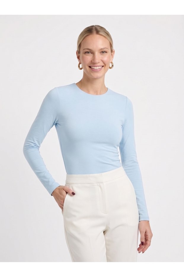 Women's Long Sleeve Crew Neck Slim Fit Stretchy Bodysuit