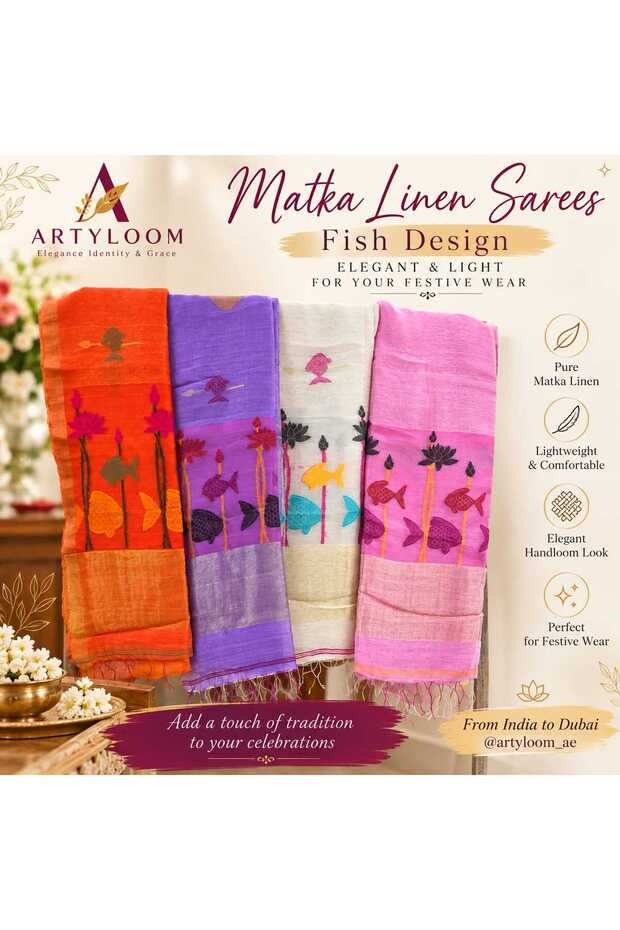 Linen Jamdhani Matka Sarees