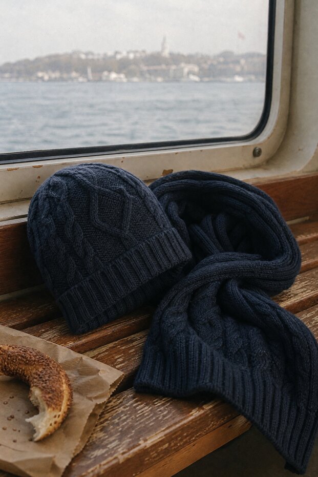 Braided Beanie and Scarf Double Set