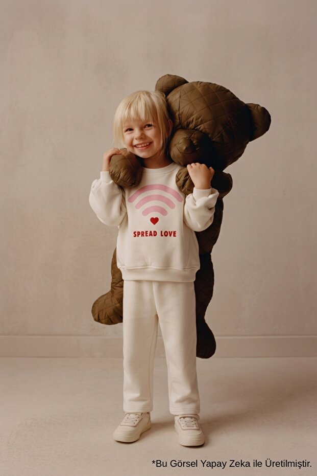 Ecru Patterned Baby Tracksuit Set - Aracely