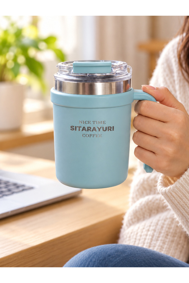 500 ml Dual-Use Stainless Steel Thermos Mug with Lid – Leak-Proof Travel Coffee Cup with Handle