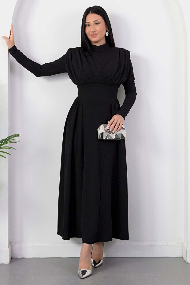 High Neck Halter Long Sleeve Dress Grs4158