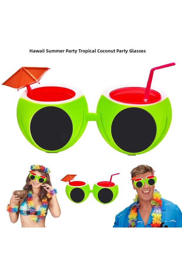 Watermelon Shaped Tropical Hawaiian Hello Summer Party Glasses