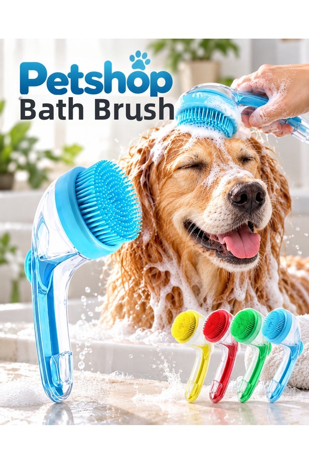 1. Soft Silicone Tip Pet Bath Brush with Shampoo Reservoir Cat and Dog Washing and Massage Comb