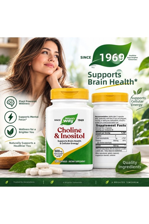 , Choline Kolin & Inositol, 100 Capsules - since 1969 Gluten Free