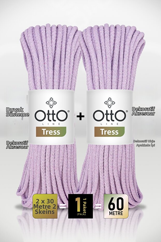Tress • Lilac (5032) • 2-Pack × 30 m / 500 Gr • 6 mm • Cotton Cord Rope • Supla, Runner, Wall Decoration