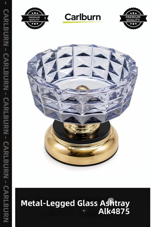 Special Production Decorative Stylish Desktop Sigir Accessory Glass Ashtray with Metal Legs Alk4875