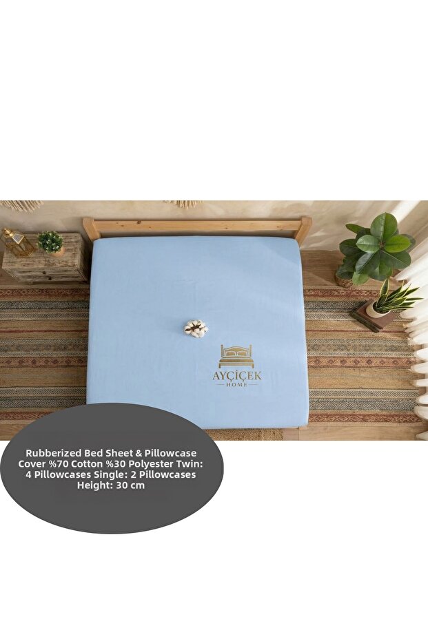 Single Rubberized Sheet 100/200 Bed Size 2 Pillowcases