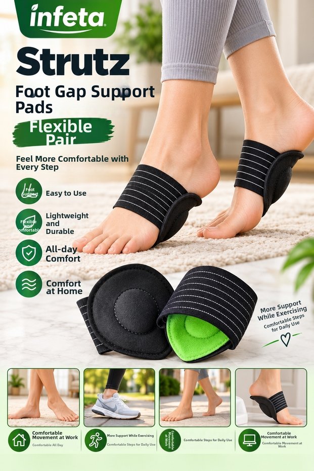 Black Flexible Foot Arch Support Pad Double Foot Gap Arch Support