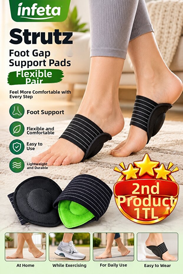 Black Flexible Foot Arch Support Pad Double Foot Gap Arch Support