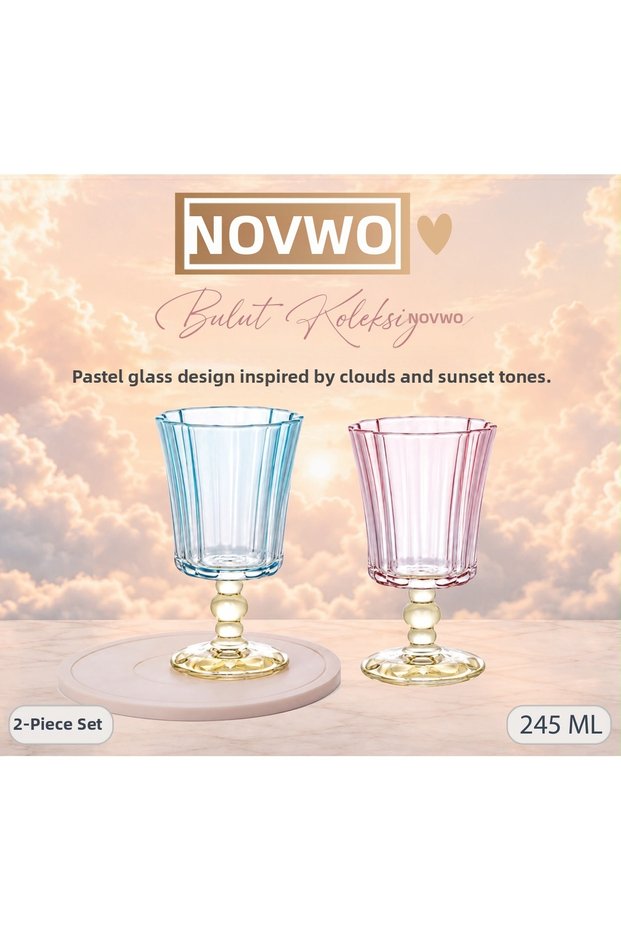 Set of 2 Coffee Water Glasses with Footed Flower Shape