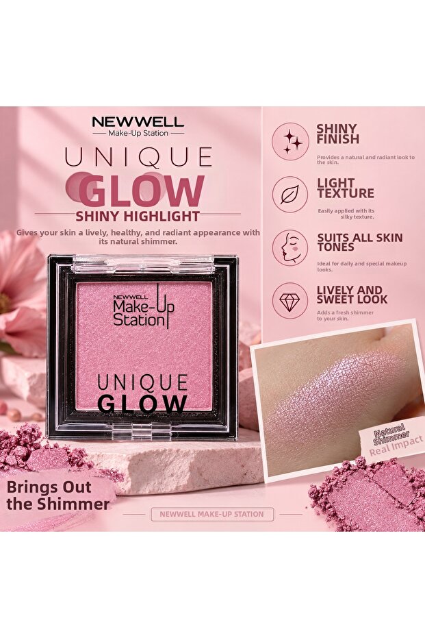 Newwell Make-Up Station Unique Glow Shimmer Highlighter – Natural-Looking Radiant Finish