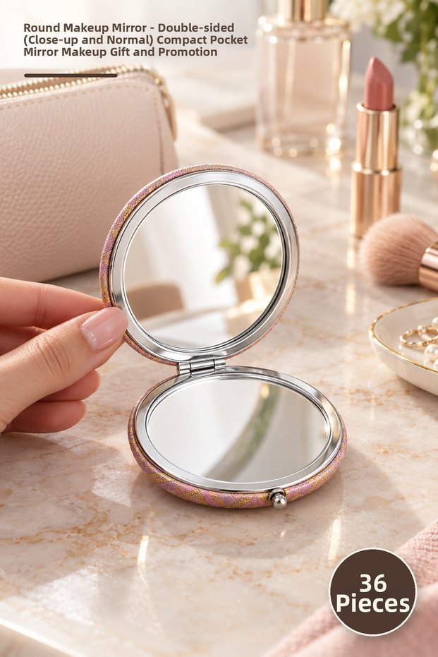 36 Pieces Round Makeup Mirror – Double-Sided (Zooming and Normal) Compact Pocket Type Gift and Promotional Pocket Mirror Makeup