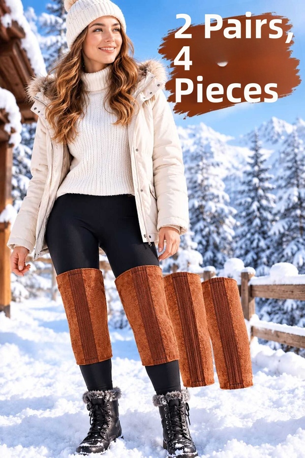 Flexible Soft Camel Wool Knee Brace for Sports and Motorcycles, Protecting Knees from Cold (2 Pairs, 4 Pieces)