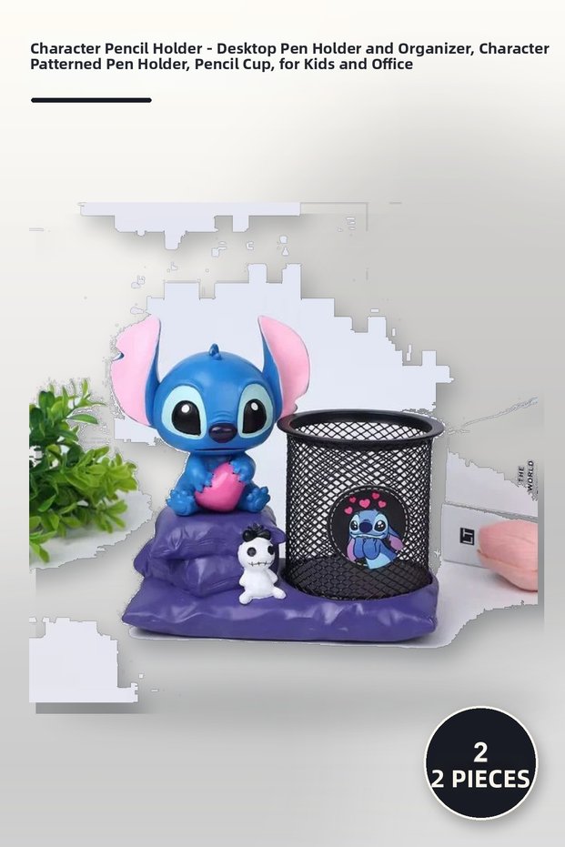 2 Character Pencil Holders – Desktop Pen Holder and Organizer, Character Patterned Pen Holder, Pencil Cup, for Kids and Office