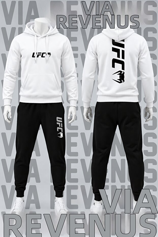 Front and Back Printed Hooded Cotton Tracksuit Set
