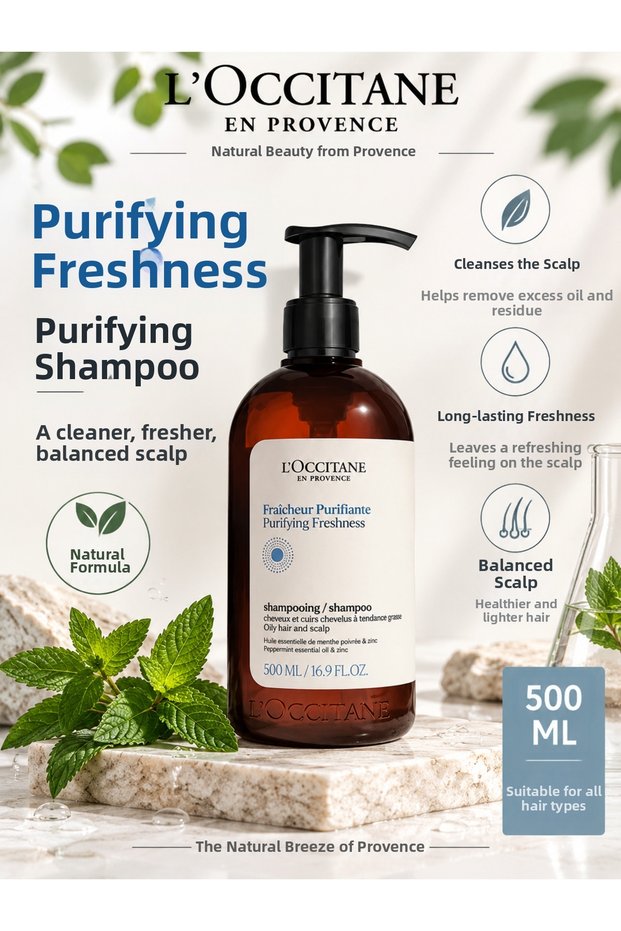Purifying Freshness Purifying Shampoo for Oily Hair and Scalp 500ml