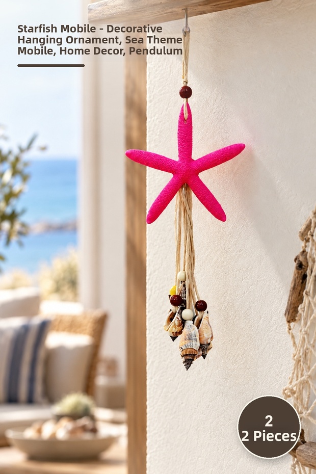 2 Pieces of Starfish Pendulum – Decorative Hanging Ornament, Marine Themed Mobile, Home Decor, Pendulum