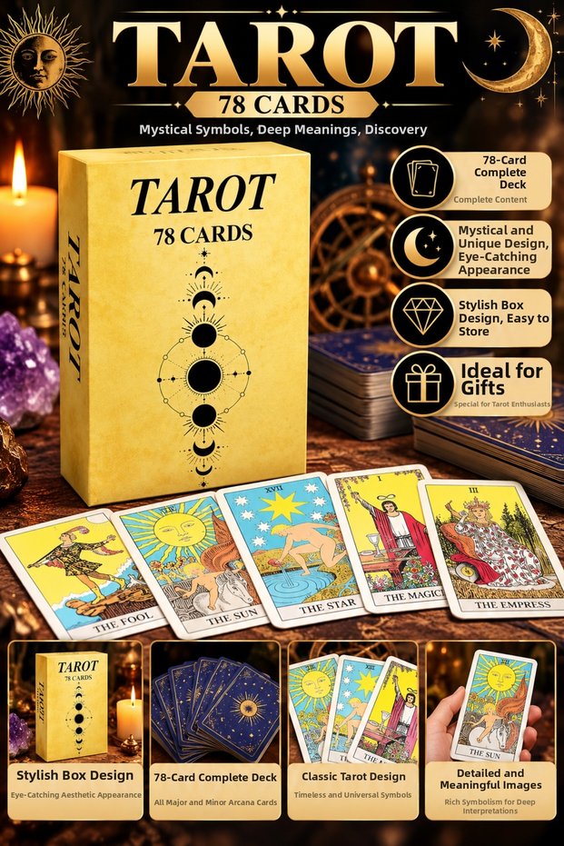 78 Card Tarot Deck – Classic Major and Minor Arcana Tarot Cards