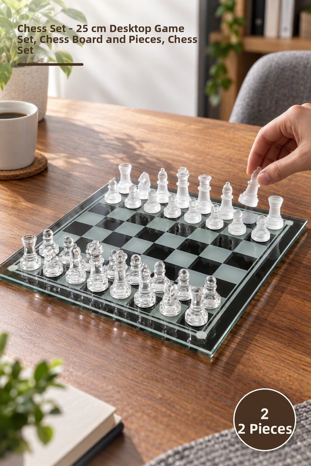 2 Chess Sets – 25 cm Size Desktop Game Set, Chess Board and Pieces, Chess Set