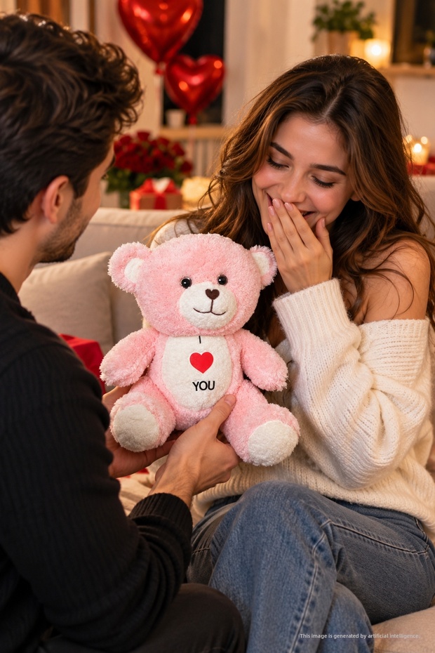 40 cm Huggy I Love You Themed Plush Bear – Gift for Lover, Gift for Mom, Birthday and Special Occasion Gift