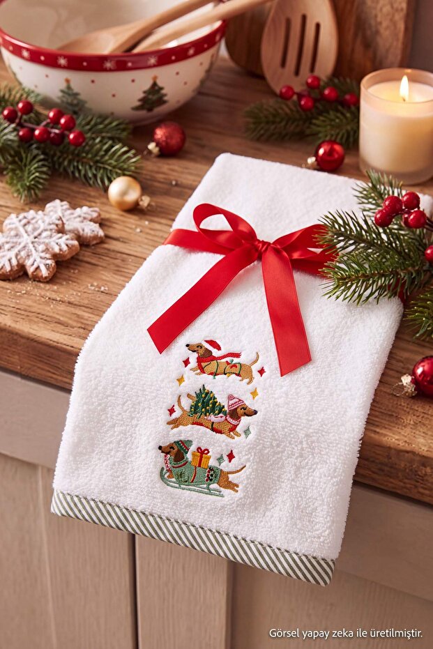 Christmas Themed 100% Cotton Embroidered Towel 41X71Cm Tphaw27Mh00015