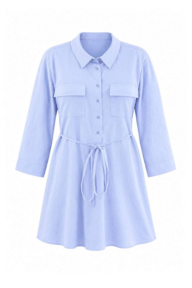 Blue Woven Plus Size Dress Tbbaw27Ah00080