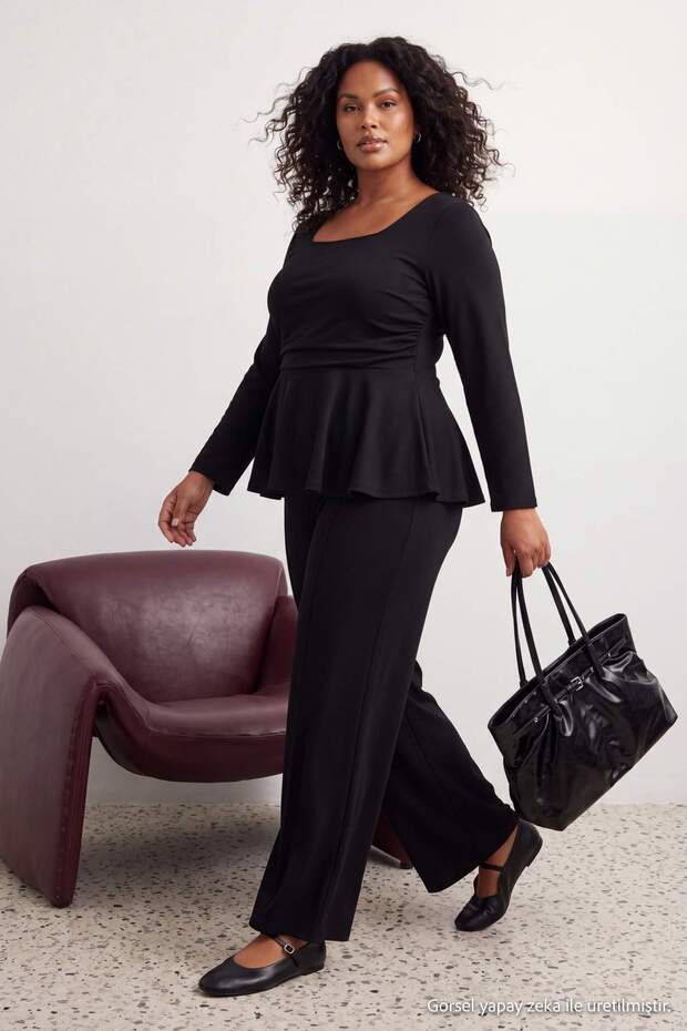Black Knitted Large Size Bottom - Top Set Tbbaw27Cp00018