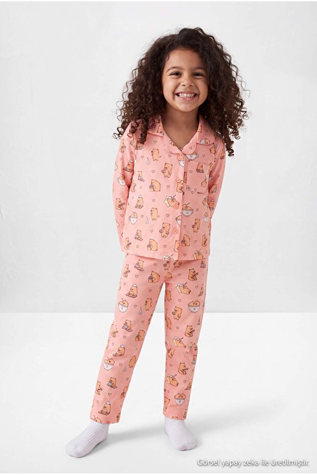 Pink Soft Fabric Girls' Pajama Set Tkdaw27Pt00013