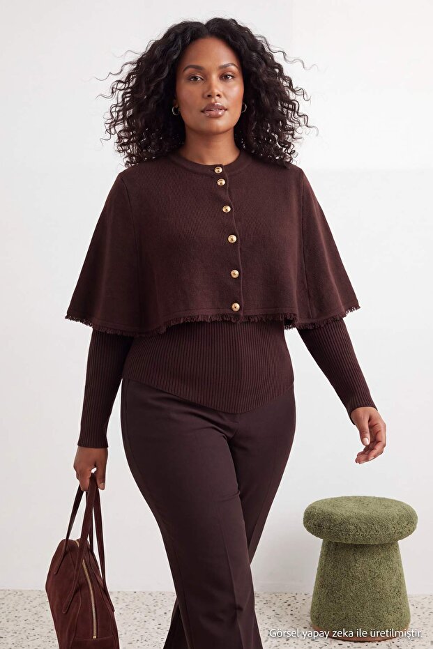 Brown Removable Cape Premium/Special Quality Double Sweater Tbbaw27An00065