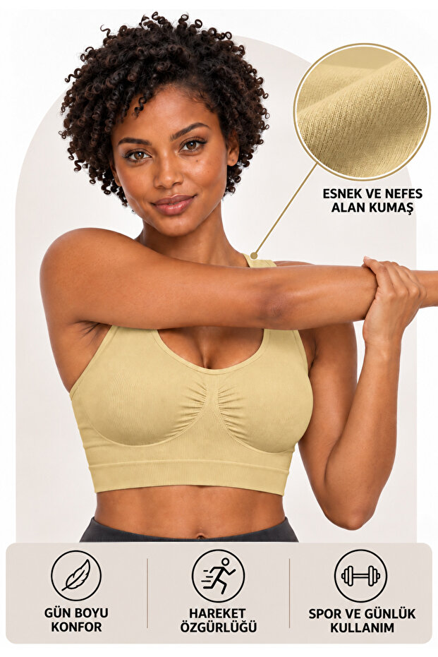 Thick Strap Gathering Crop Top Seamless Athlete Bustier 1085