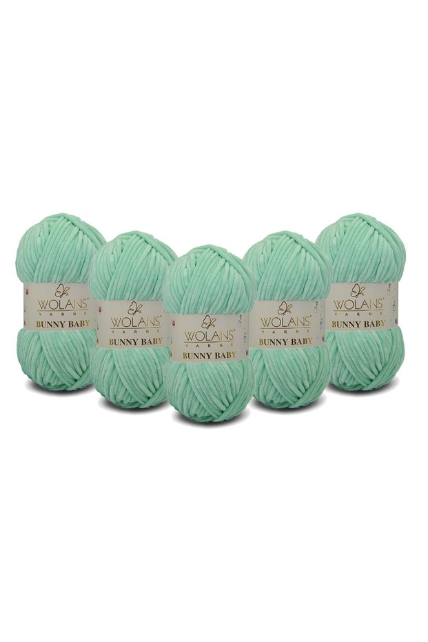 Bunny Baby Velvet Knitting Yarn 457 Green - Pack of 5