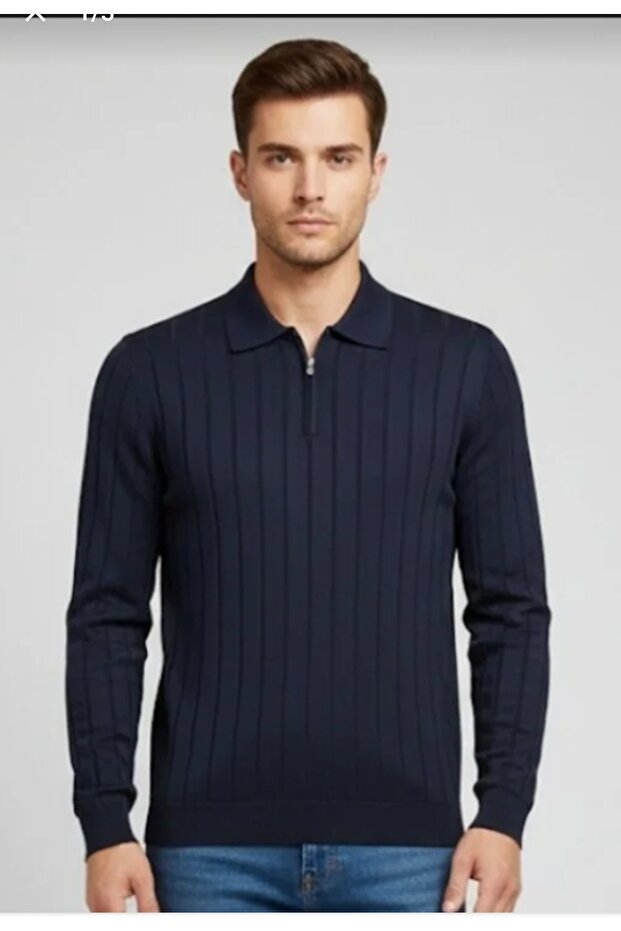 Güncüoğlu Seasonal Long Sleeve Polo Neck Zippered Elastic Bottom Men's Knitwear