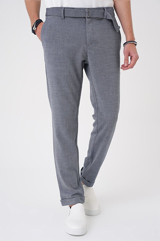 Comfort Fit Belden Fabric Belted Cotton Dark Gray Jogger Pants P 1154