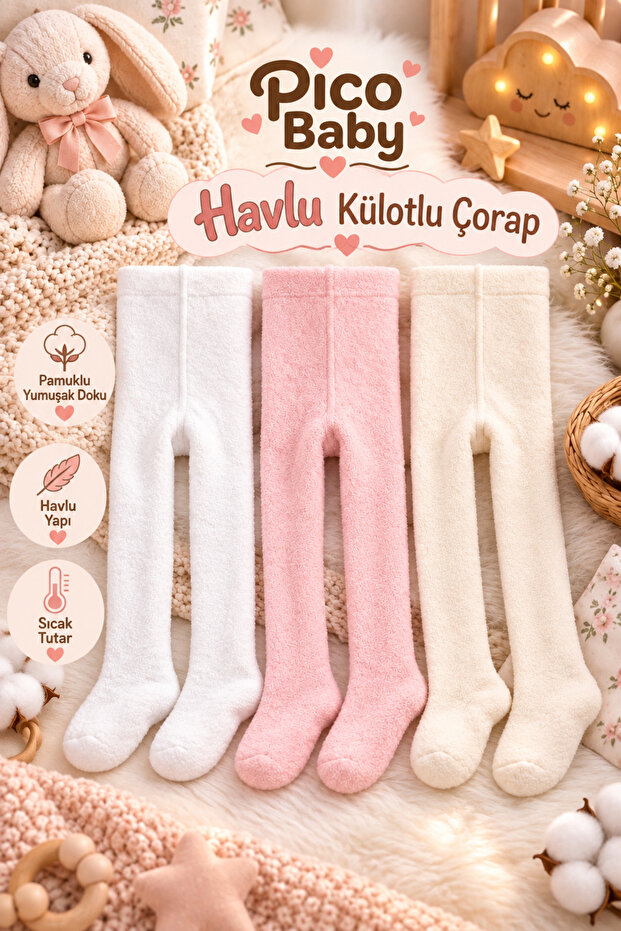 3-Piece Baby & Kids Towel Solid Color Pantyhose