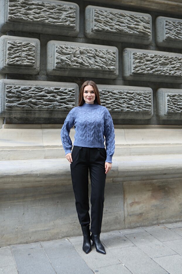 Braided Turtleneck Knitwear Sweater