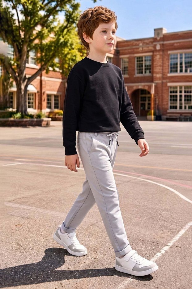 Double Legged Boys' Trousers with Tie Waist